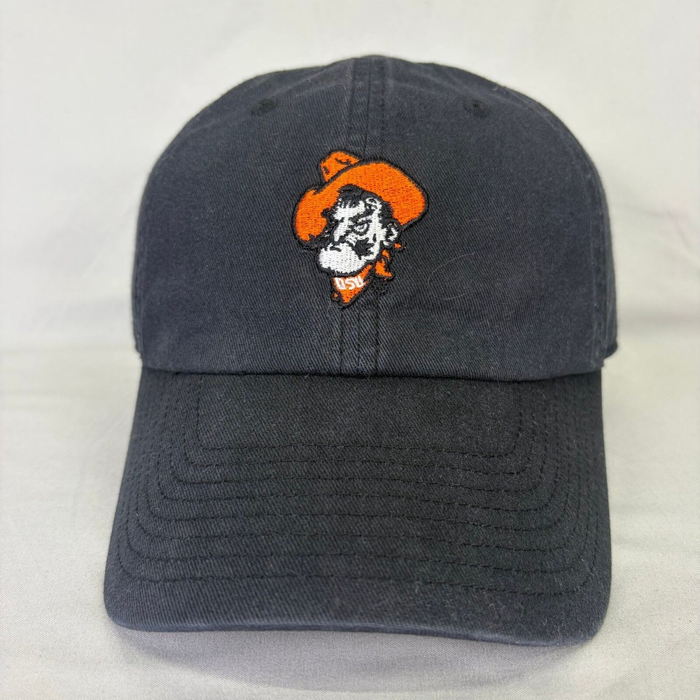 Captivating OSU Cowboys Pistol Pete Hat Mens OSFM Black Embroidered Dad Cap